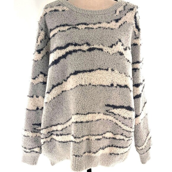 Barefoot Dreams Sweaters - Barefoot Dreams Size 1X Sweater CozyChic Seaside Crew Neck Pullover Ocean Zebra